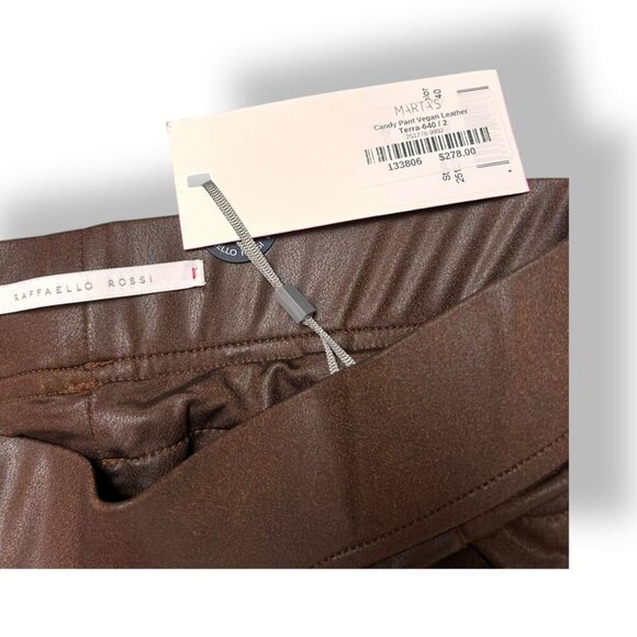 Raffaello Rossi Candy Jogger Drawstring Pants Brown Size 32 (0, XS) Faux Leather - Picture 7 of 9